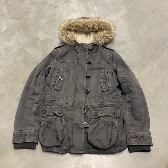 BKE Jackets & Blazers - BKE Women's Gray Faux Fur Hood Lined Winter Parka Jacket Medium